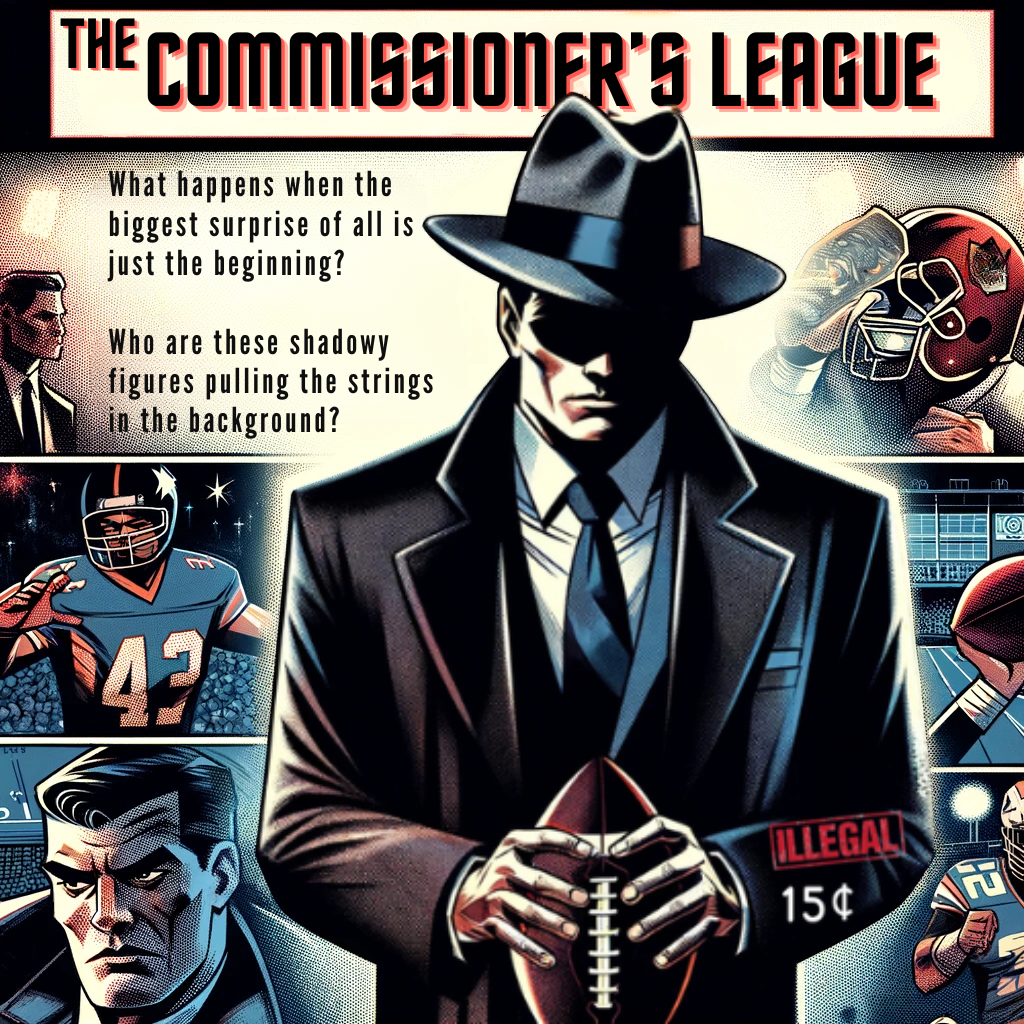 Graphic Novel Cover, noir style, The Commissioner's League